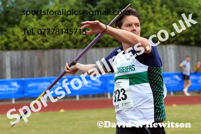 Senior Mens javelin 2024 Northern Senior and Under-20s Track and Field Champs, Middlesbrough.  Photo: David T. Hewitson/Sports for All Pics